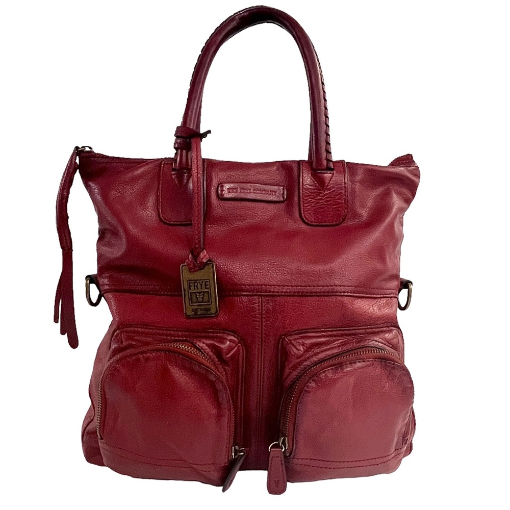Frye Jenny Fold Over Bag Dark Burnt Red  Leather